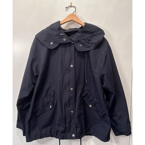 H&M Women's Jacket Size 6 Navy Blue A-Line Parka Rain and Light Jacket Teachwear - Picture 1 of 10